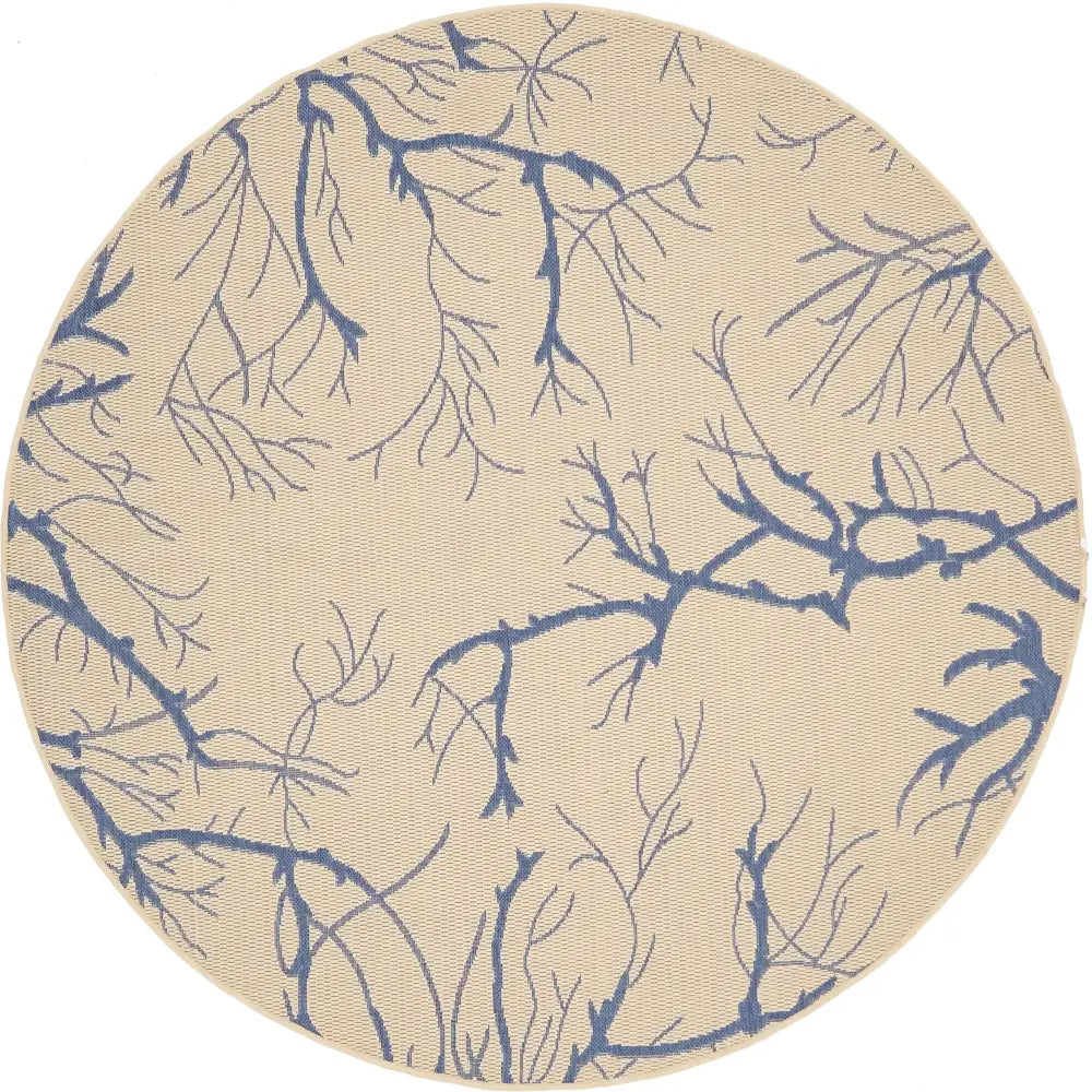 Outdoor outdoor botanical branch rug - Beige and Blue / 6’ 1