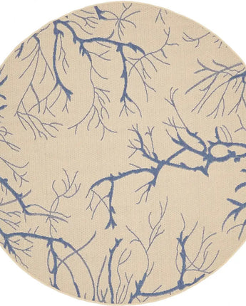 Outdoor outdoor botanical branch rug - Beige and Blue / 6’ 1