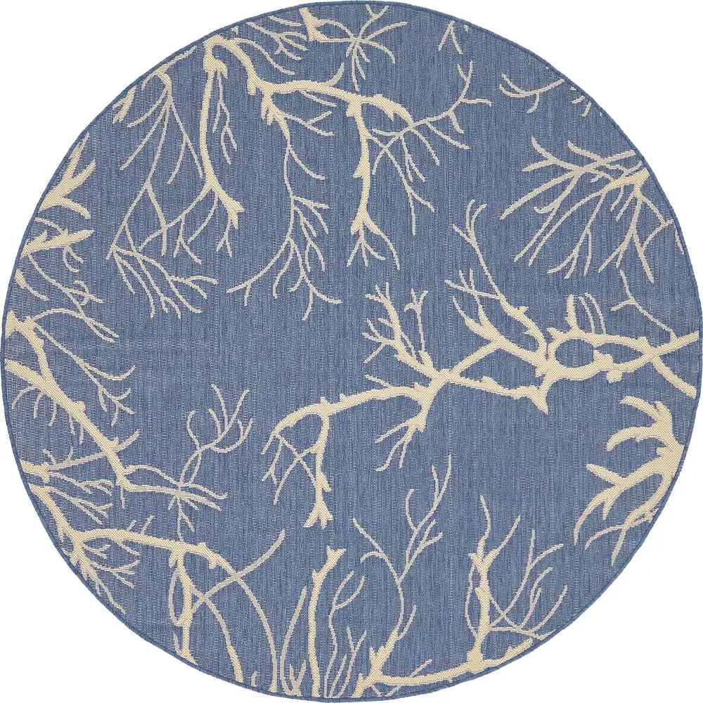 Outdoor outdoor botanical branch rug - Blue / 6’ 1 x 6’ 1 /