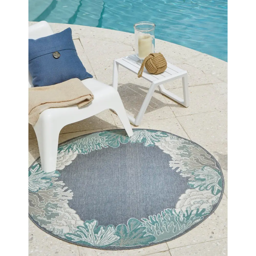 Outdoor coastal rug - Navy Blue / 4’ 1 x 4’ 1 / Round - Rugs