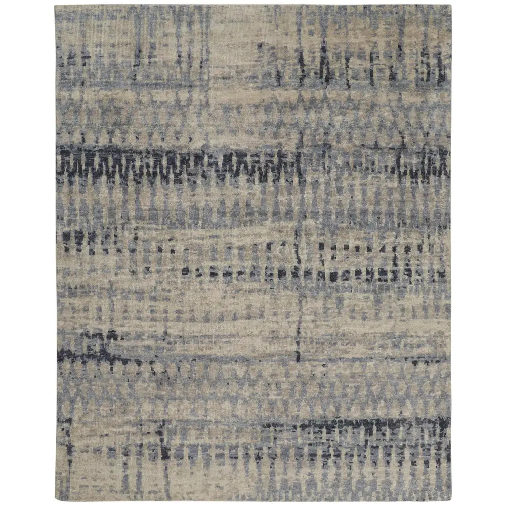 Palomar Hand-Knot Abstract - Tan / Blue / Rectangle / 2’ x 