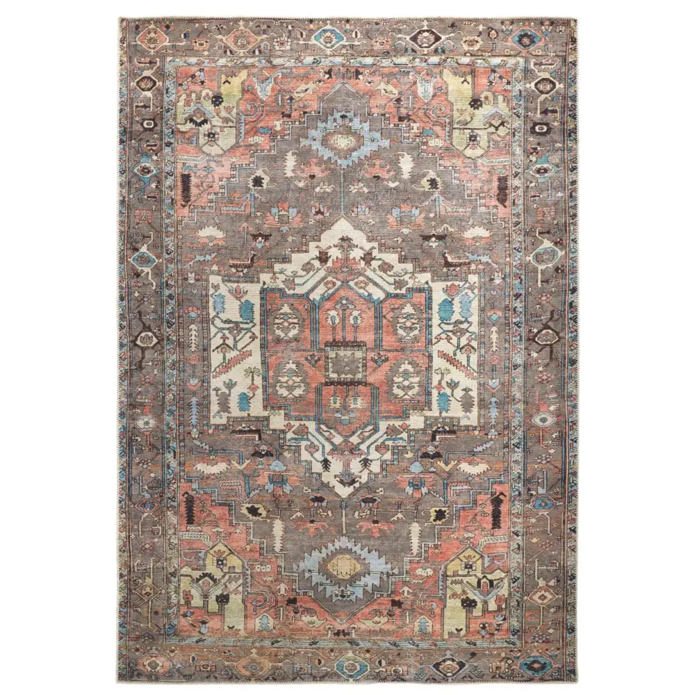 Percy Vintage Medallion Rug - Pink / Gray / Rectangle / 2’ x