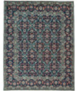 Piraj Nordic Hand-Knot Wool Rug - Teal / Red / Rectangle / 