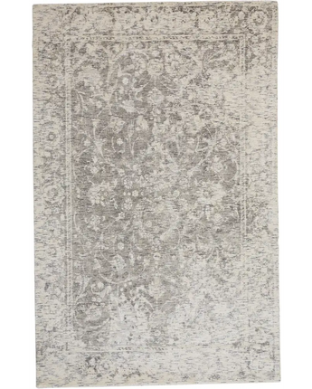 Reagan Distressed Ornamental Wool Rug - White / Gray / 