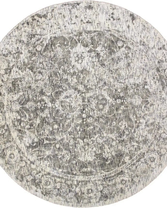 Reagan Distressed Ornamental Wool Rug - White / Gray / Round