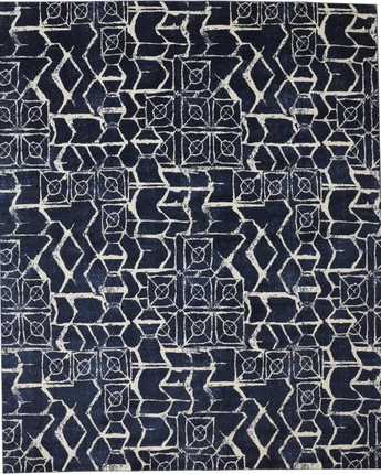 Remmy Abstract Patterned Rug - Blue / White / Rectangle / 