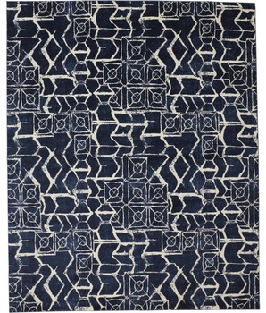 Remmy Abstract Patterned Rug - Blue / White / Rectangle / 