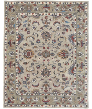 Rylan Tufted Persian Floral Rug - Gray / Red / Rectangle / 
