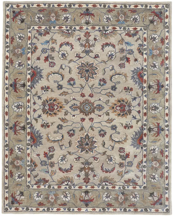 Rylan Tufted Persian Floral Rug - Gray / Red / Rectangle / 