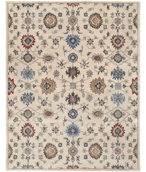 Rylan Tufted Persian Floral Rug - White / Blue / Rectangle /