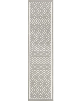 Scandinavian outdoor trellis kafes rug - Gray / 2’ x 8’ /