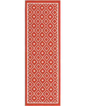 Scandinavian outdoor trellis kafes rug - Rust Red / 2’ x 6’