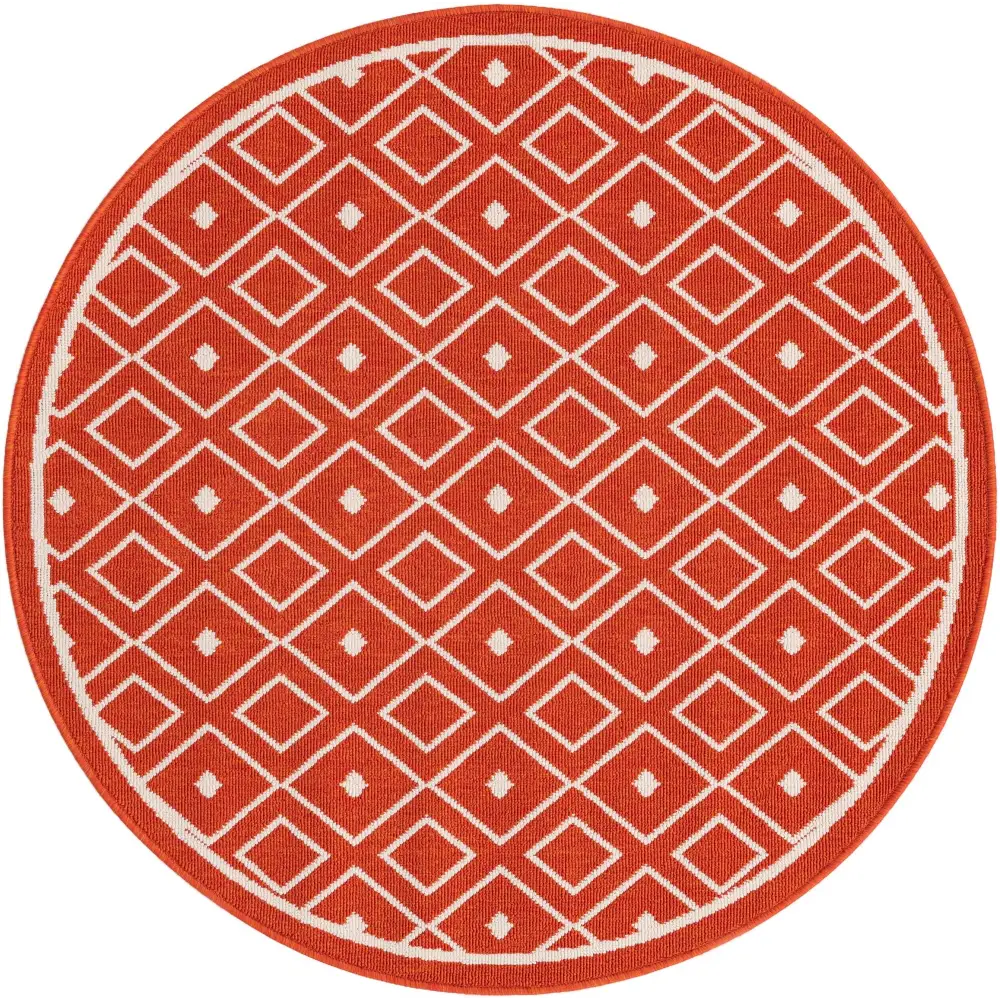 Scandinavian outdoor trellis kafes rug - Rust Red / 4’ 1 x