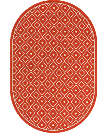 Scandinavian outdoor trellis kafes rug - Rust Red / 5’ 3 x