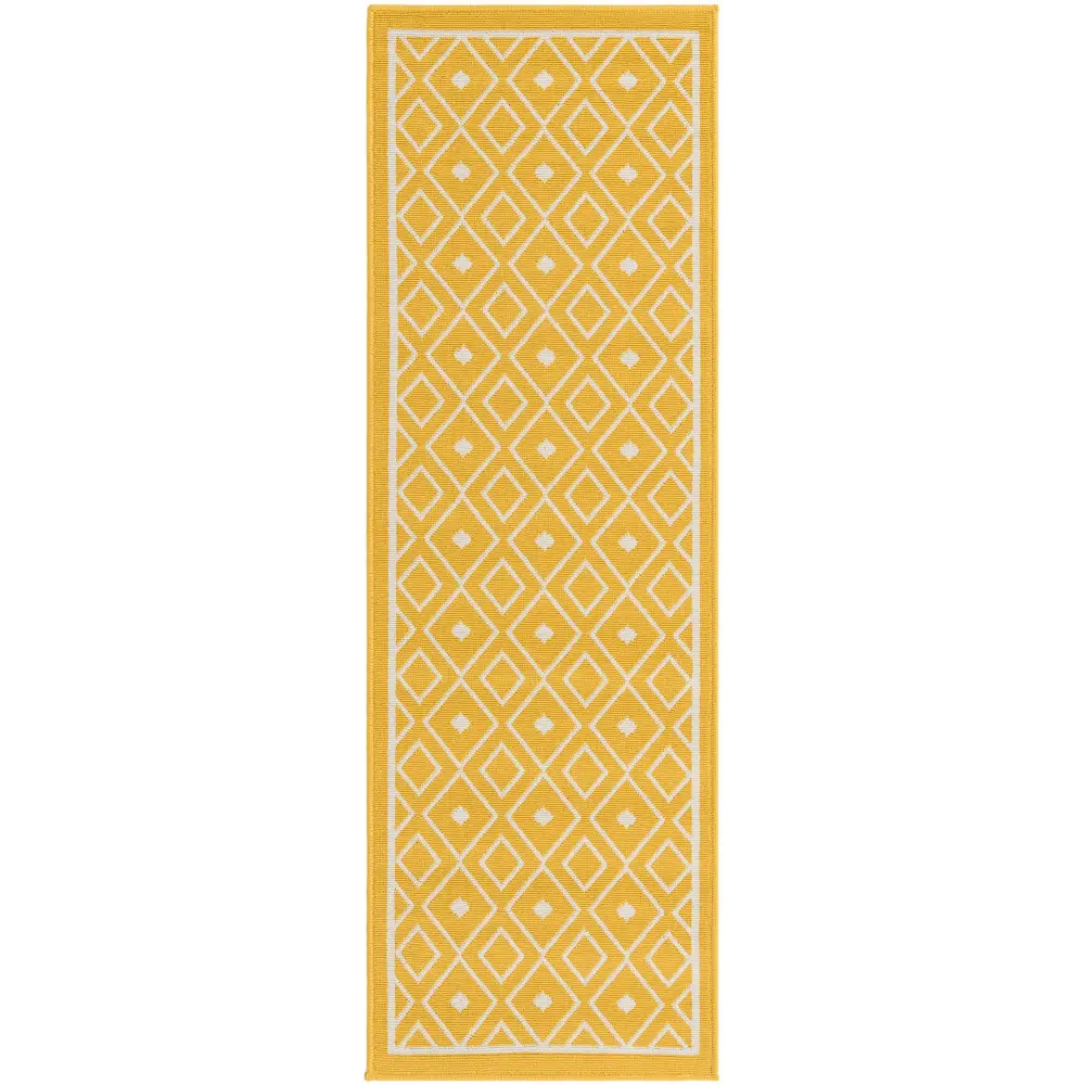 Scandinavian outdoor trellis kafes rug - Yellow / 2’ x 6’ 1