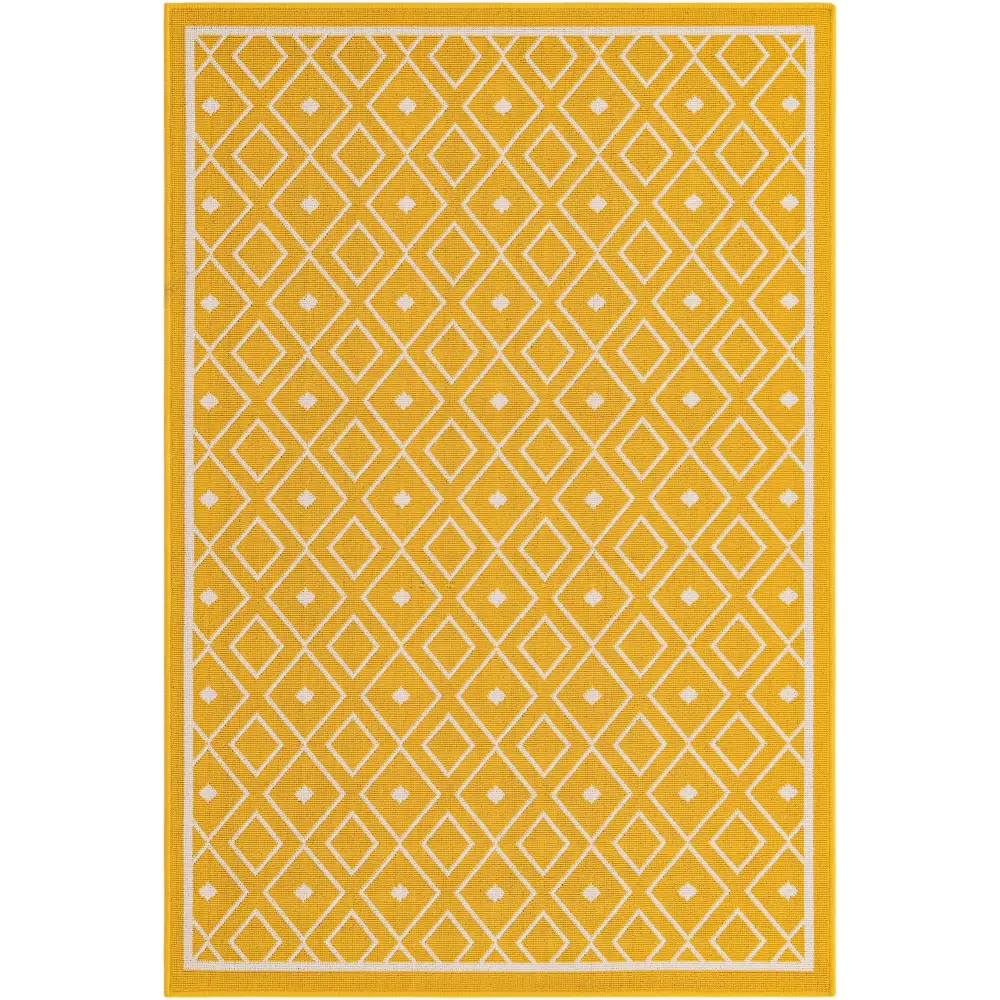 Scandinavian outdoor trellis kafes rug - Yellow / 4’ 1 x 6’