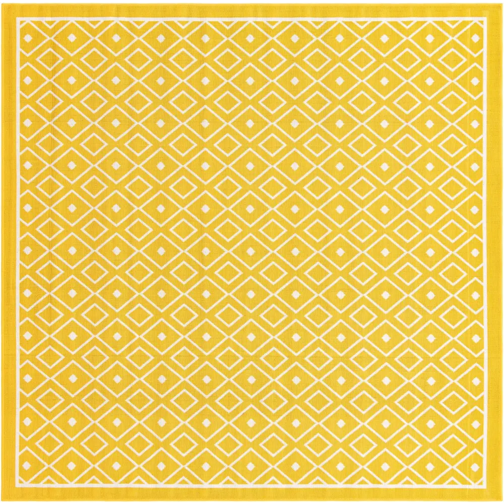 Scandinavian outdoor trellis kafes rug - Yellow / 7’ 10 x 7’
