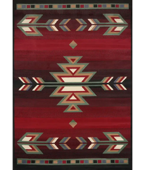 Southwestern Designed Aztec Red Area Rug - Red / Rectangle /