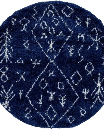 Stone age shag rug - Navy Blue / Round / 5x5 Round - Area