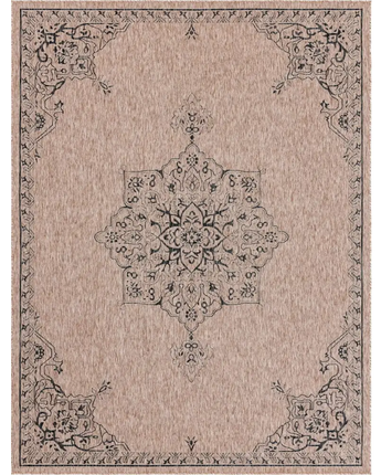 Traditional outdoor traditional antique rug - Beige / 9’ x