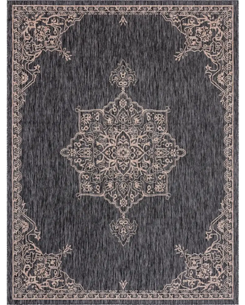 Traditional outdoor traditional antique rug - Charcoal Gray