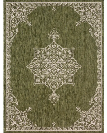 Traditional outdoor traditional antique rug - Green / 9’ x