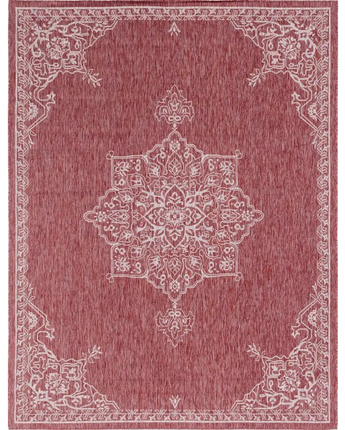 Traditional outdoor traditional antique rug - Rust Red / 9’