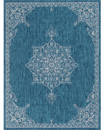 Traditional outdoor traditional antique rug - Teal / 9’ x