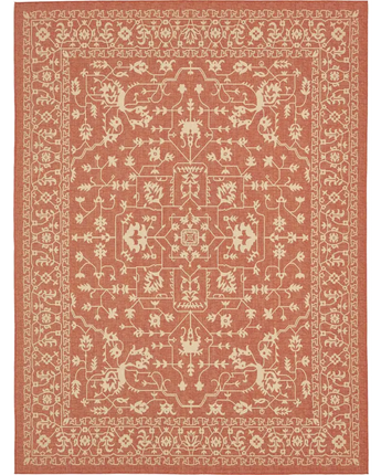 Traditional outdoor botanical allover rug - Terracotta / 9’