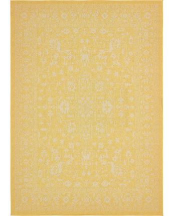 Traditional outdoor botanical allover rug - Yellow / 9’ x