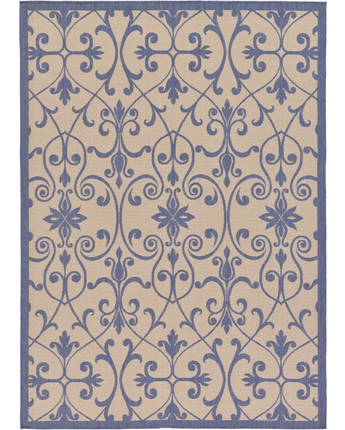Traditional outdoor botanical gate rug - Blue / 7’ 1 x 10’ /