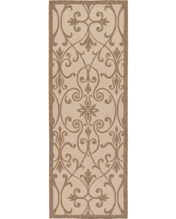 Traditional outdoor botanical gate rug - Brown / 2’ 2 x 6’ 1