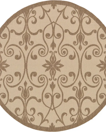Traditional outdoor botanical gate rug - Brown / 6’ 1 x 6’ 1