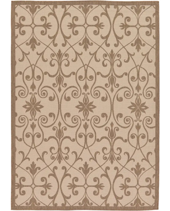 Traditional outdoor botanical gate rug - Brown / 7’ 1 x 10’