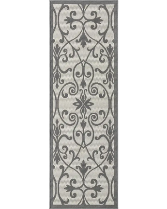 Traditional outdoor botanical gate rug - Gray / 2’ x 6’ 1 /