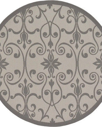 Traditional outdoor botanical gate rug - Gray / 6’ 1 x 6’ 1