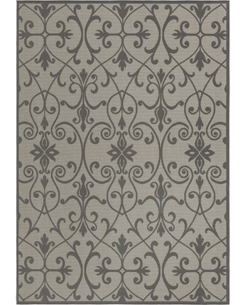 Traditional outdoor botanical gate rug - Gray / 7’ 1 x 10’ /