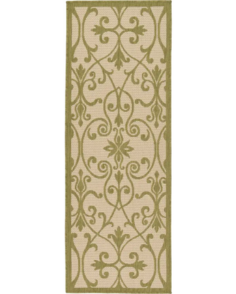Traditional outdoor botanical gate rug - Green / 2’ 2 x 6’ 1