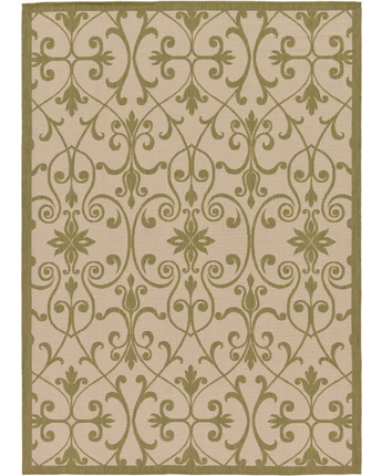 Traditional outdoor botanical gate rug - Green / 7’ 1 x 10’