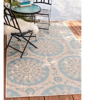 Traditional outdoor botanical medallion rug - Rugs