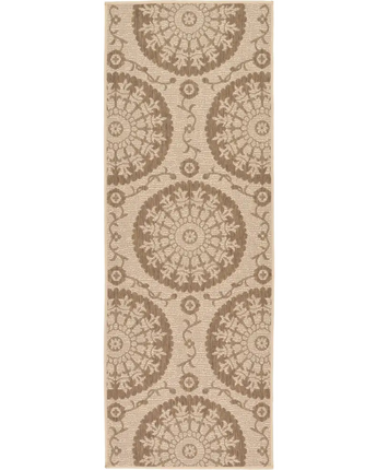 Traditional outdoor botanical medallion rug - Brown / 2’ 2 x
