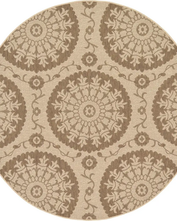 Traditional outdoor botanical medallion rug - Brown / 6’ 1 x