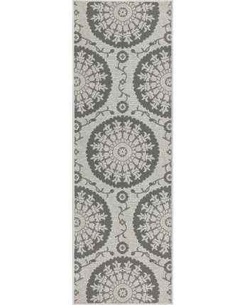 Traditional outdoor botanical medallion rug - Gray / 2’ 2 x
