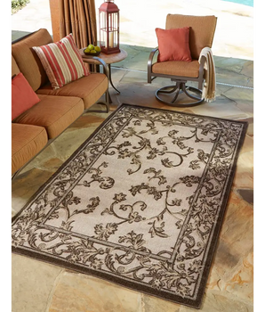 Traditional outdoor botanical rug - Beige / 4’ x 6’ /