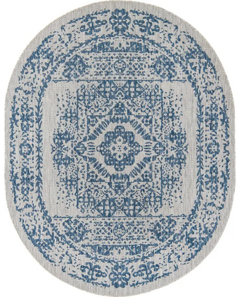 Traditional outdoor traditional timeworn rug - Blue / 7’ 10