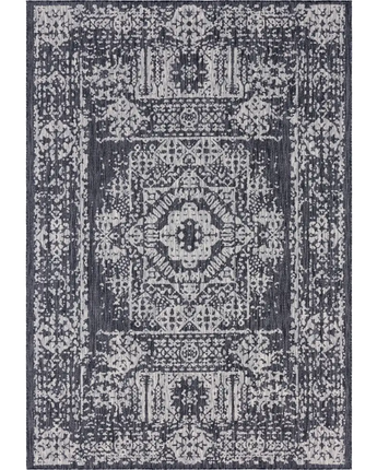 Traditional outdoor traditional timeworn rug - Charcoal Gray
