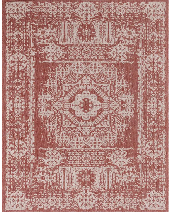 Traditional outdoor traditional timeworn rug - Rust Red / 9’