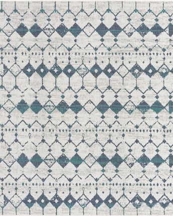 Transitional outdoor trellis cardak rug - Ivory and Blue /