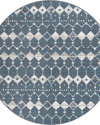 Transitional outdoor trellis cardak rug - Navy Blue / 7’ 1 x