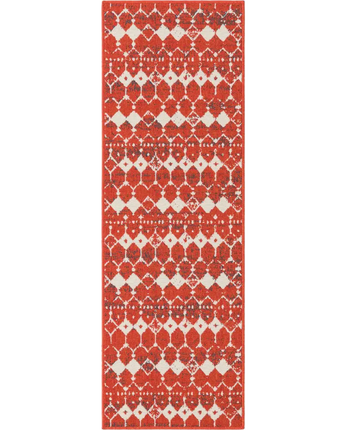 Transitional outdoor trellis cardak rug - Rust Red / 2’ x 6’